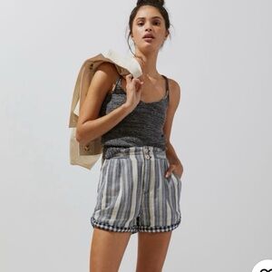 Anthropologie Pilcro Everyday Striped Shorts in Blue Motif